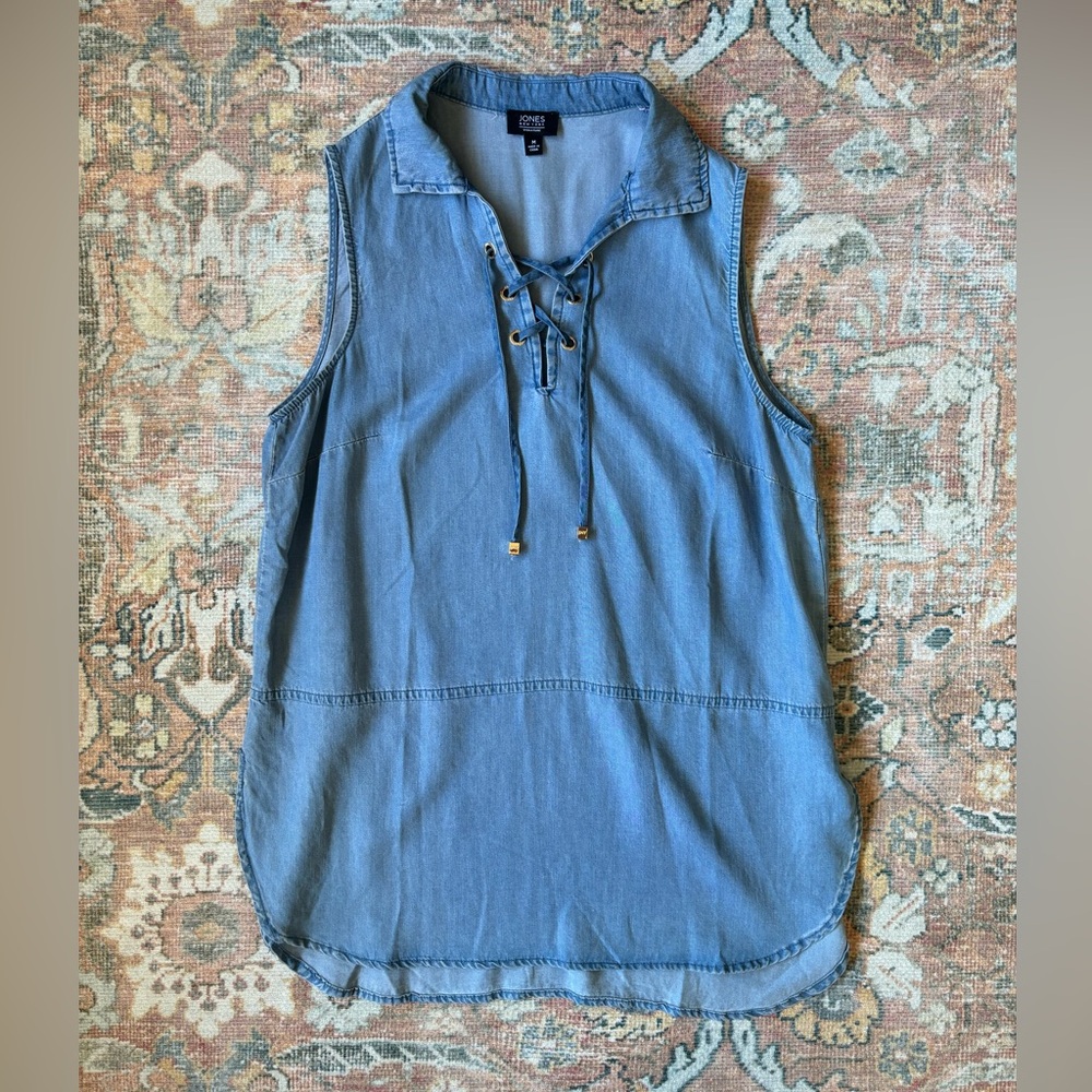 🌿🦋 Jones New York Sleeveless Chambray Jean Top